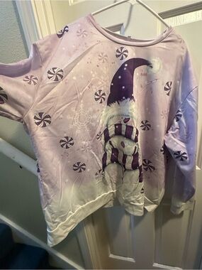 Girls' Purple Snowman Long-Sleeve Holiday Top